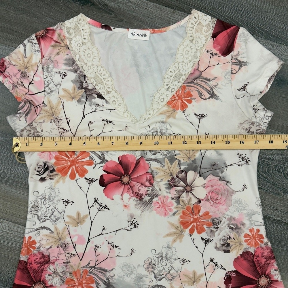 Arianne Floral Lace Trim Stretch Nightgown Soft Sleep Dress Estimated M - Picture 8 of 8